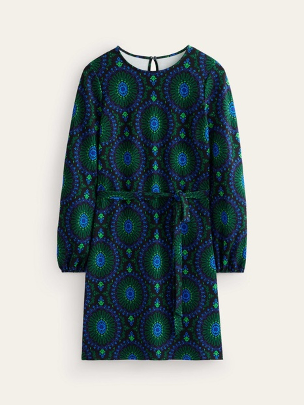 BODEN Violet Ponte Shift Black Artizian Geo Stretch Jersey Dress NWOT 14